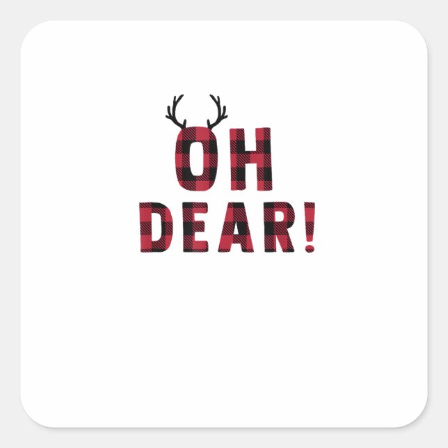 Funny Attitude Oh Dear Plaid Deer Creative Design Quadratischer Aufkleber (Vorderseite)