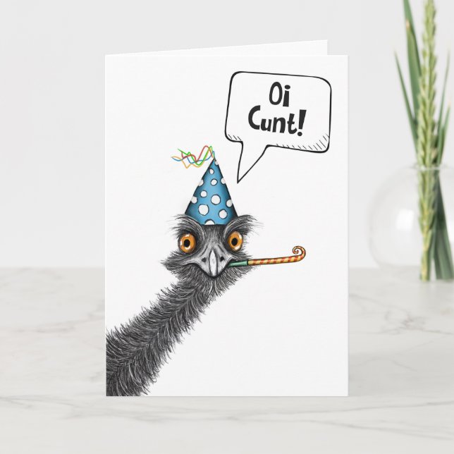 Funny Aussie Emu Birthday Card Karte (Vorderseite)