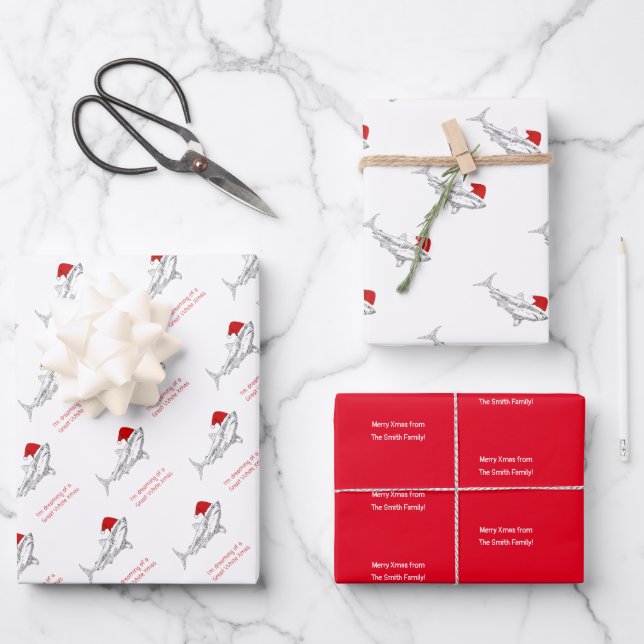 Funny Aussie Shark Xmas Card  Geschenkpapier Set (Vorderseite)