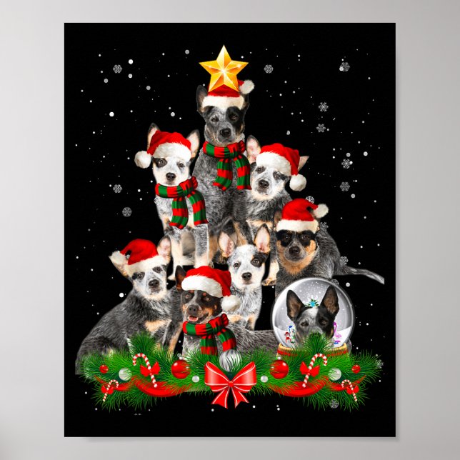 Funny Australian Cattle Dog Dog Christmas Tree - B Poster (Vorne)