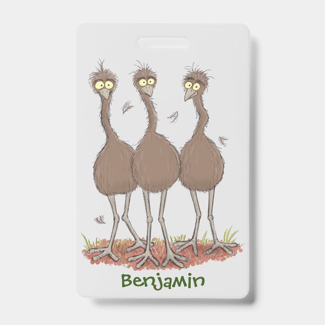 Funny Australian emu trio Cartoon Illustration Ausweis (Vorderseite)