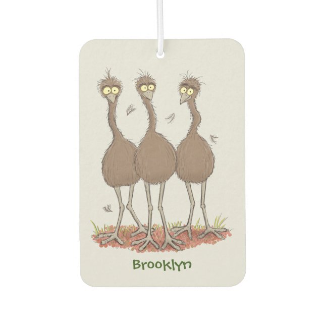 Funny Australian emu trio Cartoon Illustration Autolufterfrischer (Vorderseite)