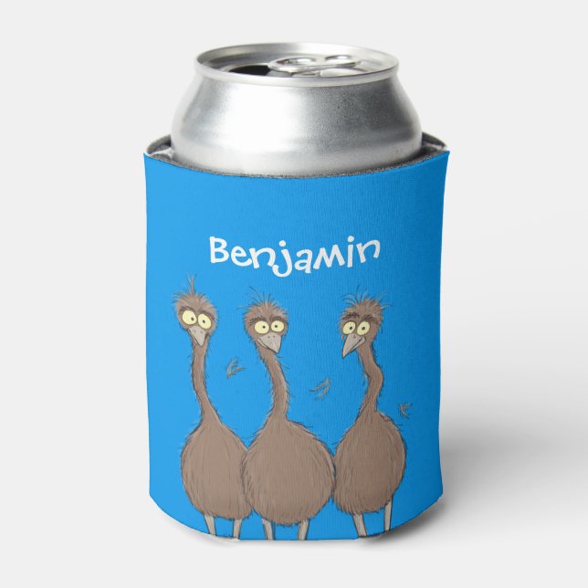 Funny Australian emu trio Cartoon Illustration Dosenkühler (Kanne Vorderseite)