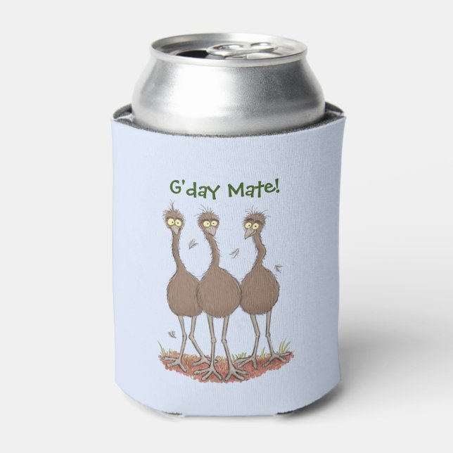 Funny Australian emu trio Cartoon Illustration Dosenkühler (Kanne Vorderseite)