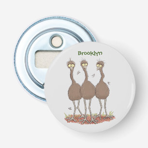 Funny Australian emu trio Cartoon Illustration Flaschenöffner