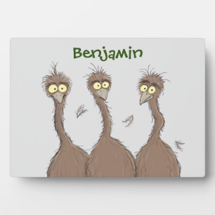 Funny Australian emu trio Cartoon Illustration Fotoplatte