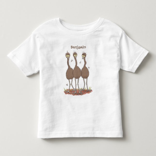 Funny Australian emu trio Cartoon Illustration Kleinkind T-shirt (Vorderseite)