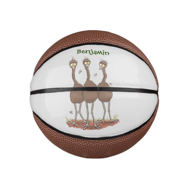 Funny Australian emu trio Cartoon Illustration Mini Basketball (Vorderseite)