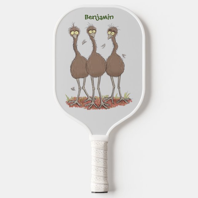 Funny Australian emu trio Cartoon Illustration Pickleball Schläger (Vorderseite)