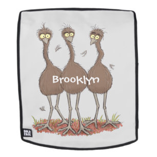 Funny Australian emu trio Cartoon Illustration Rucksack