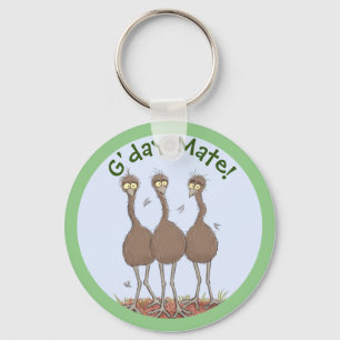 Funny Australian emu trio Cartoon Illustration Schlüsselanhänger