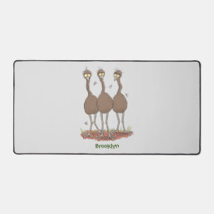 Funny Australian emu trio Cartoon Illustration Schreibtischunterlage