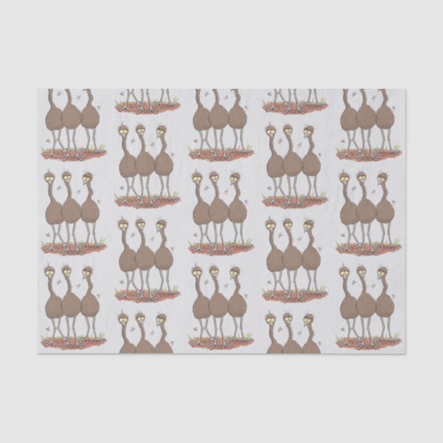 Funny Australian emu trio Cartoon Illustration Seidenpapier (Vorderseite)