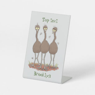 Funny Australian emu trio Cartoon Illustration Sockelschild