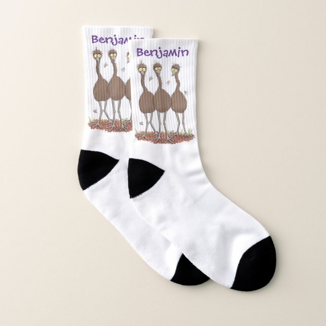 Funny Australian emu trio Cartoon Illustration Socken (Paar)