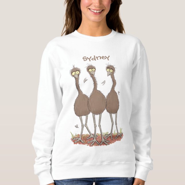 Funny Australian emu trio Cartoon Illustration Sweatshirt (Vorderseite)
