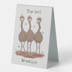 Funny Australian emu trio Cartoon Illustration Tischaufsteller