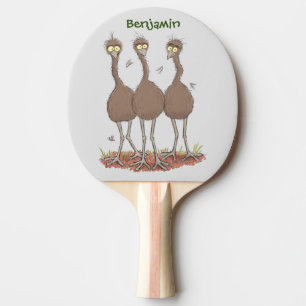 Funny Australian emu trio Cartoon Illustration Tischtennis Schläger