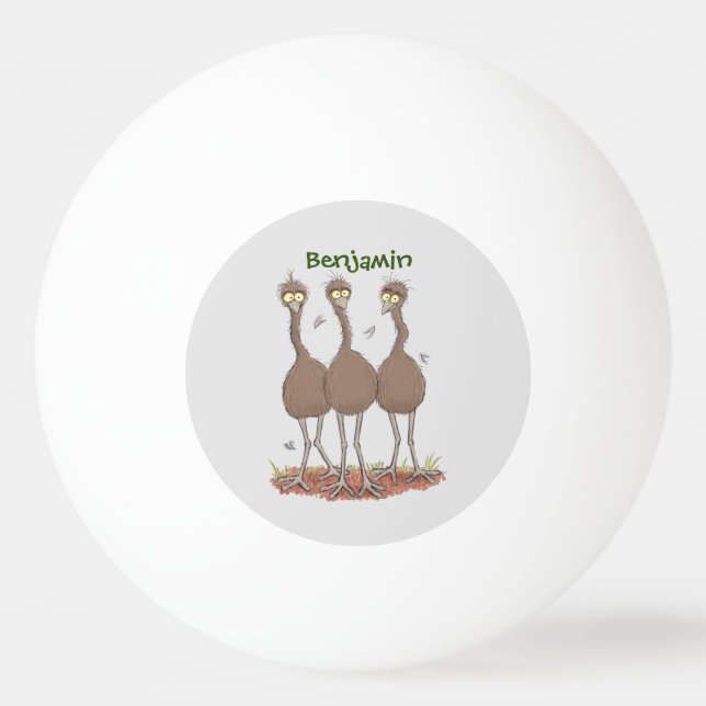 Funny Australian emu trio Cartoon Illustration Tischtennisball (Vorderseite)