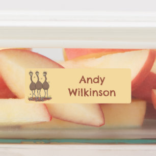 Funny Australian emu trio Cartoon personalisiert Etiketten