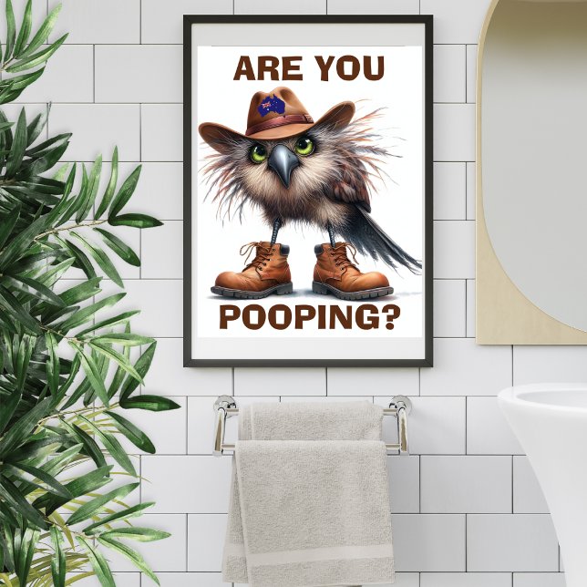 Funny Australian Kookaburra Neutral Earthy Toilet Poster (Von Creator hochgeladen)