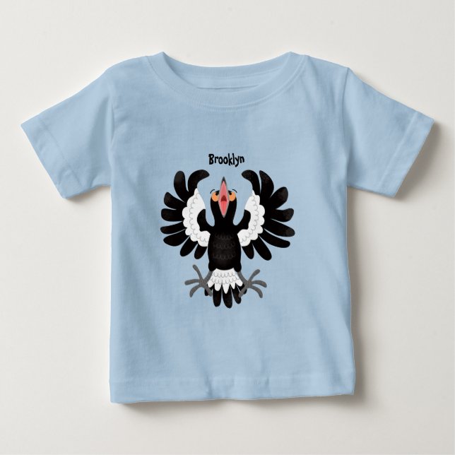 Funny Australian Magpie Cartoon Illustration Baby T-shirt (Vorderseite)