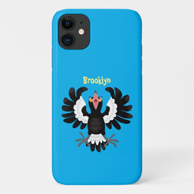 Funny Australian Magpie Cartoon Illustration Case-Mate iPhone Hülle (Rückseite)