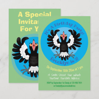 Funny Australian Magpie Cartoon Illustration Einladung