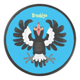 Funny Australian Magpie Cartoon Illustration Eishockey Puck
