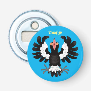 Funny Australian Magpie Cartoon Illustration Flaschenöffner