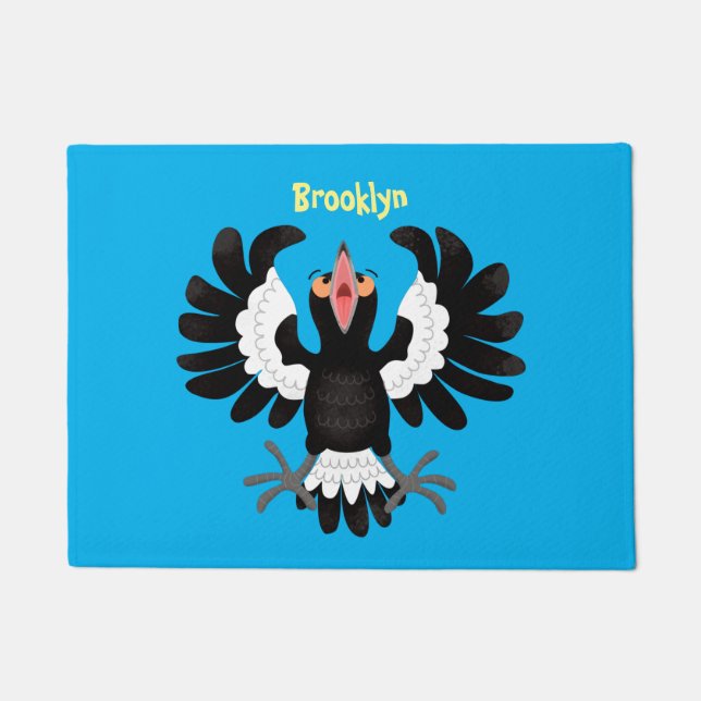 Funny Australian Magpie Cartoon Illustration Fußmatte (Vorderseite)