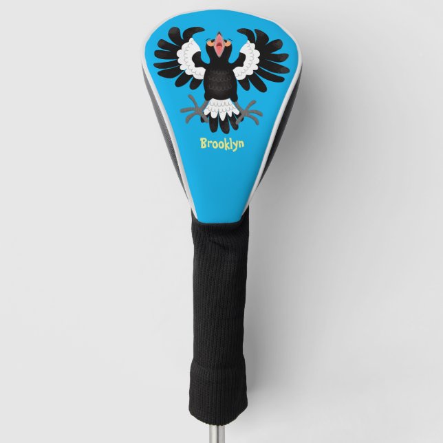 Funny Australian Magpie Cartoon Illustration Golf Headcover (Vorderseite)