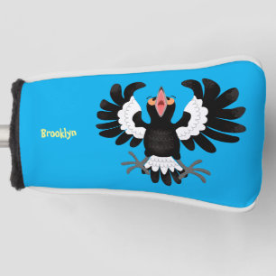 Funny Australian Magpie Cartoon Illustration Golf Headcover
