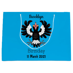 Funny Australian Magpie Cartoon Illustration Große Geschenktüte