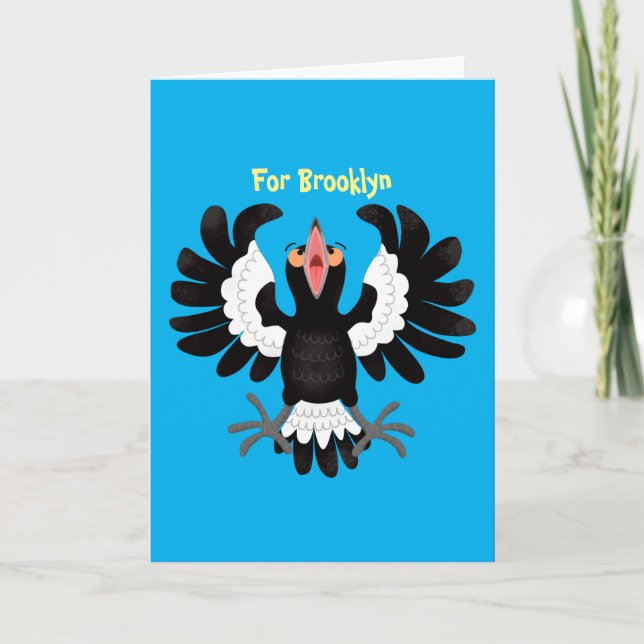 Funny Australian Magpie Cartoon Illustration Karte (Vorderseite)