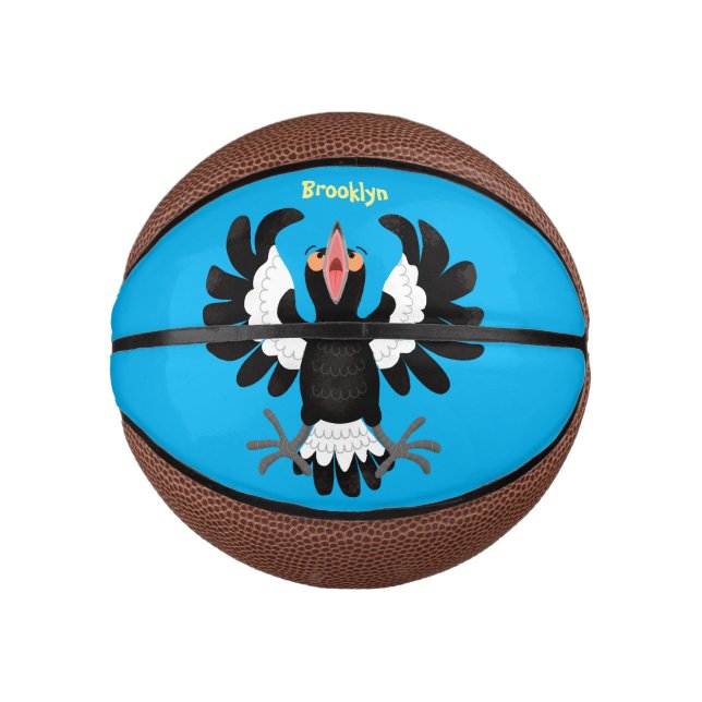 Funny Australian Magpie Cartoon Illustration Mini Basketball (Vorderseite)