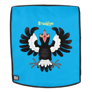 Funny Australian Magpie Cartoon Illustration Rucksack