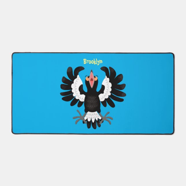 Funny Australian Magpie Cartoon Illustration Schreibtischunterlage (Vorderseite)