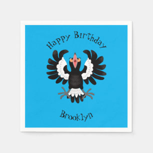 Funny Australian Magpie Cartoon Illustration Serviette