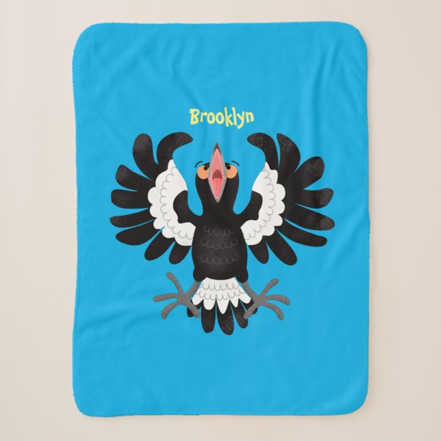 Funny Australian Magpie Cartoon Illustration Sherpadecke (Vorderseite)