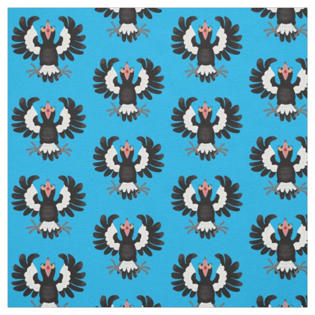 Funny Australian Magpie Cartoon Illustration Stoff (Muster)