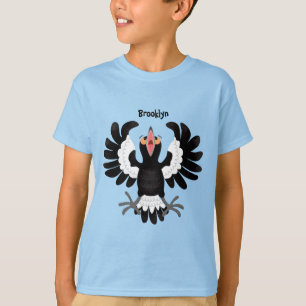 Funny Australian Magpie Cartoon Illustration T-Shirt