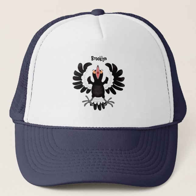 Funny Australian Magpie Cartoon Illustration Truckerkappe (Vorderseite)