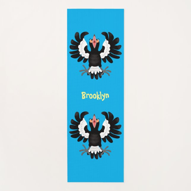 Funny Australian Magpie Cartoon Illustration Yogamatte (Vorderseite)