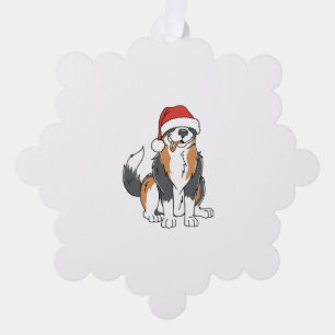 Funny Australian Shepherd Christmas Dog in Santa H Ornament Karte