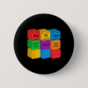 Funny Autism Awareness Elements Periodic Table Che Button