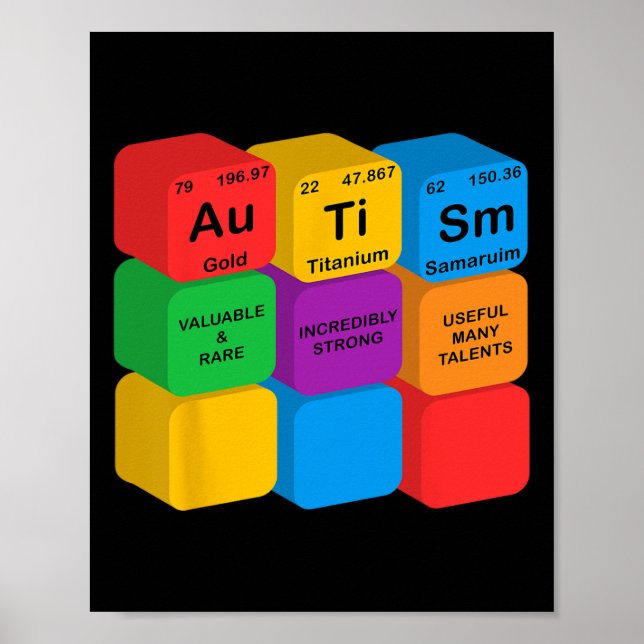 Funny Autism Awareness Elements Periodic Table Che Poster (Vorne)