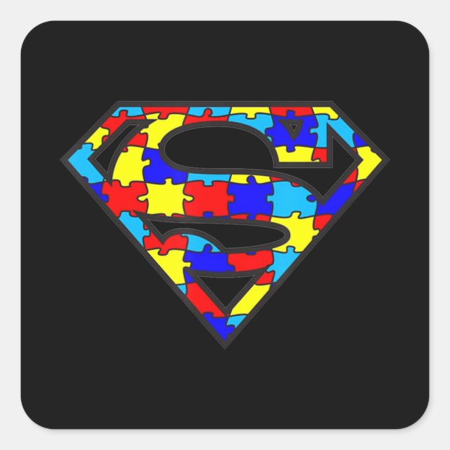 Funny Autism Awareness Superhero T - Shirt170 Quadratischer Aufkleber (Vorderseite)