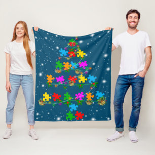 Funny Autism Christmas Tree T-Shirt Ornament Deco Fleecedecke