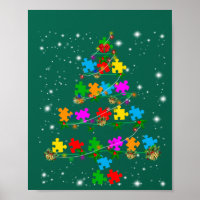 Funny Autism Christmas Tree T-Shirt Ornament Deco 